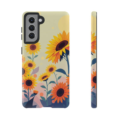 Samsung Galaxy S21 / Glossy Phone Case - Modern Flat Sunflower Design Phone Case