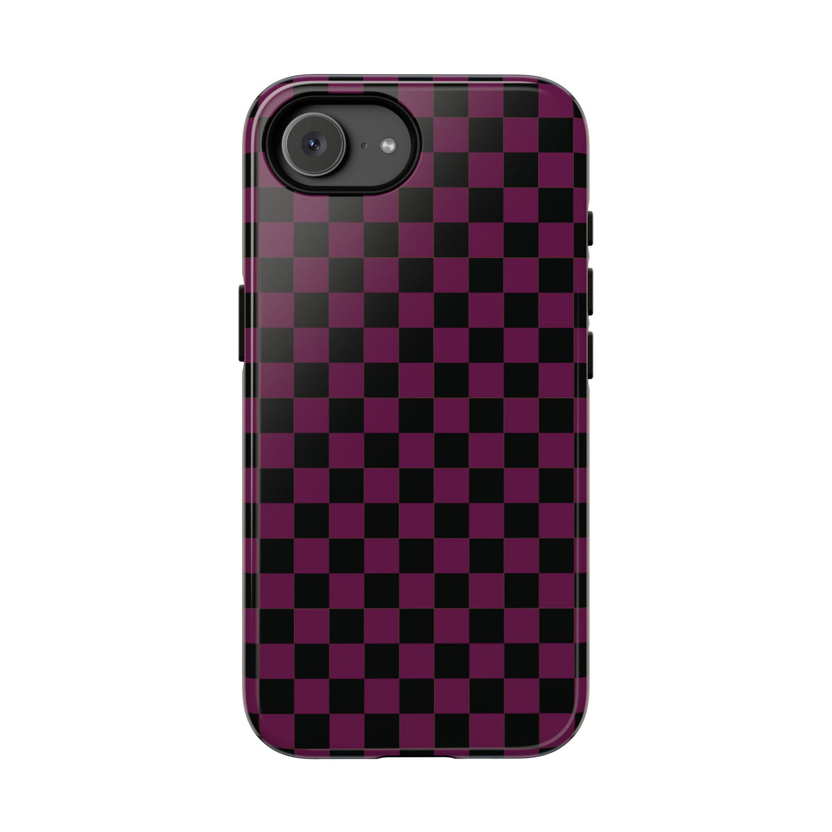 Trendy Plum & Black Small Checked Pattern Phone Case - Purple Phone Case - iPhone 17e / Glossy