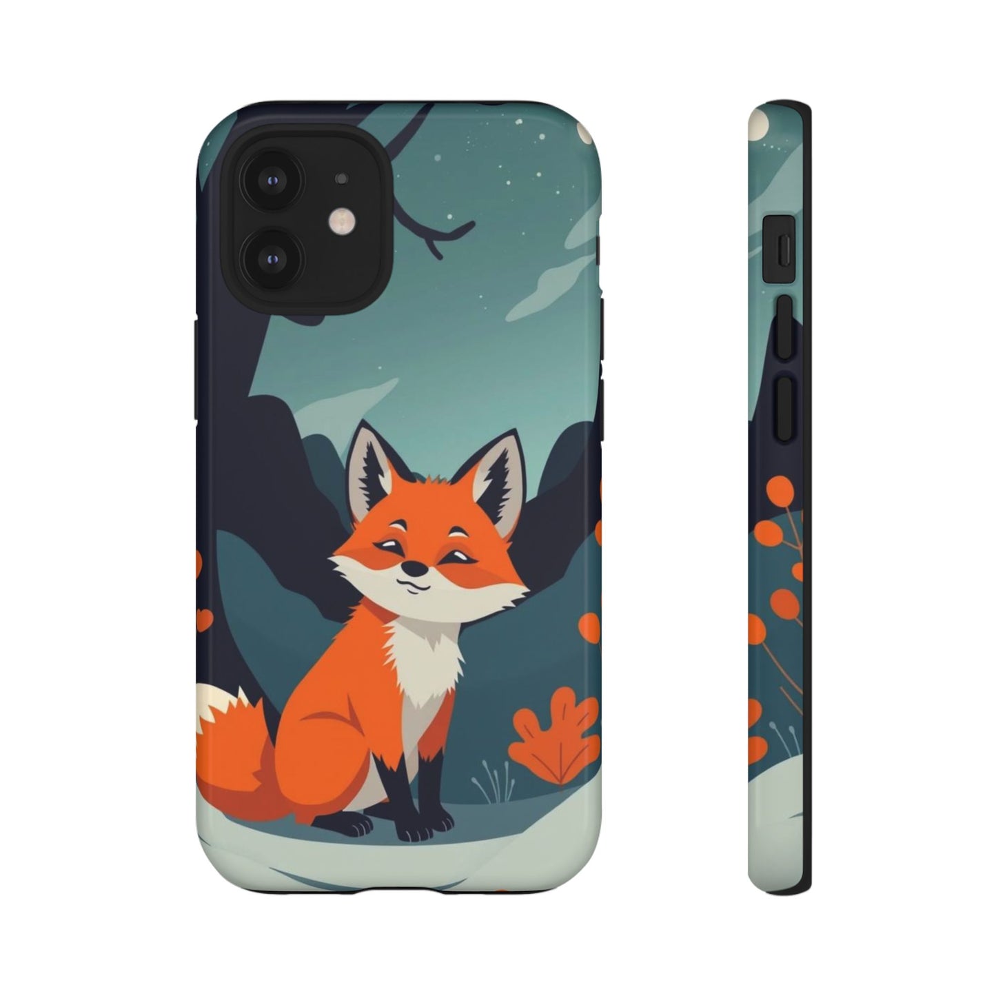 iPhone 12 Mini / Glossy Phone Case - Cute Fox Design Phone Case