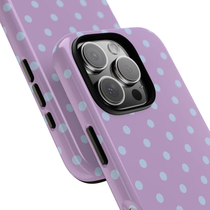 Trendy Lilac & Ice Blue Dot Pattern Phone Case