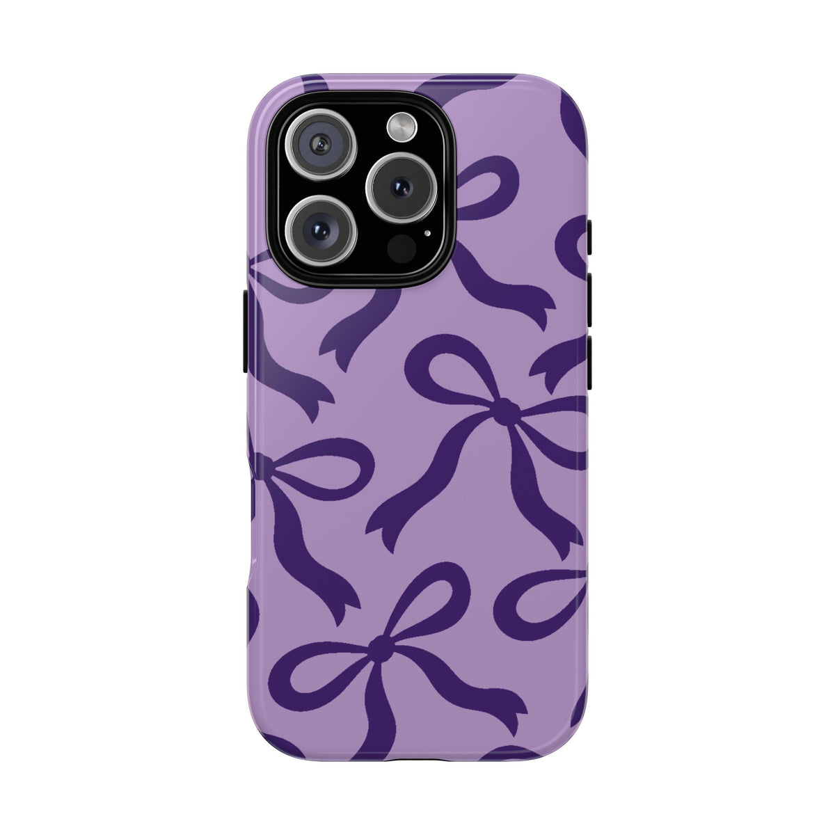 Bold Lilac and Deep Purple Bow Pattern Phone Case - Purple Phone Case - iPhone 16 Pro / Glossy
