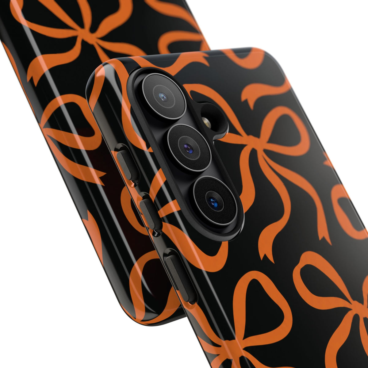 Bold Black and Burnt Orange Bow Pattern Phone Case