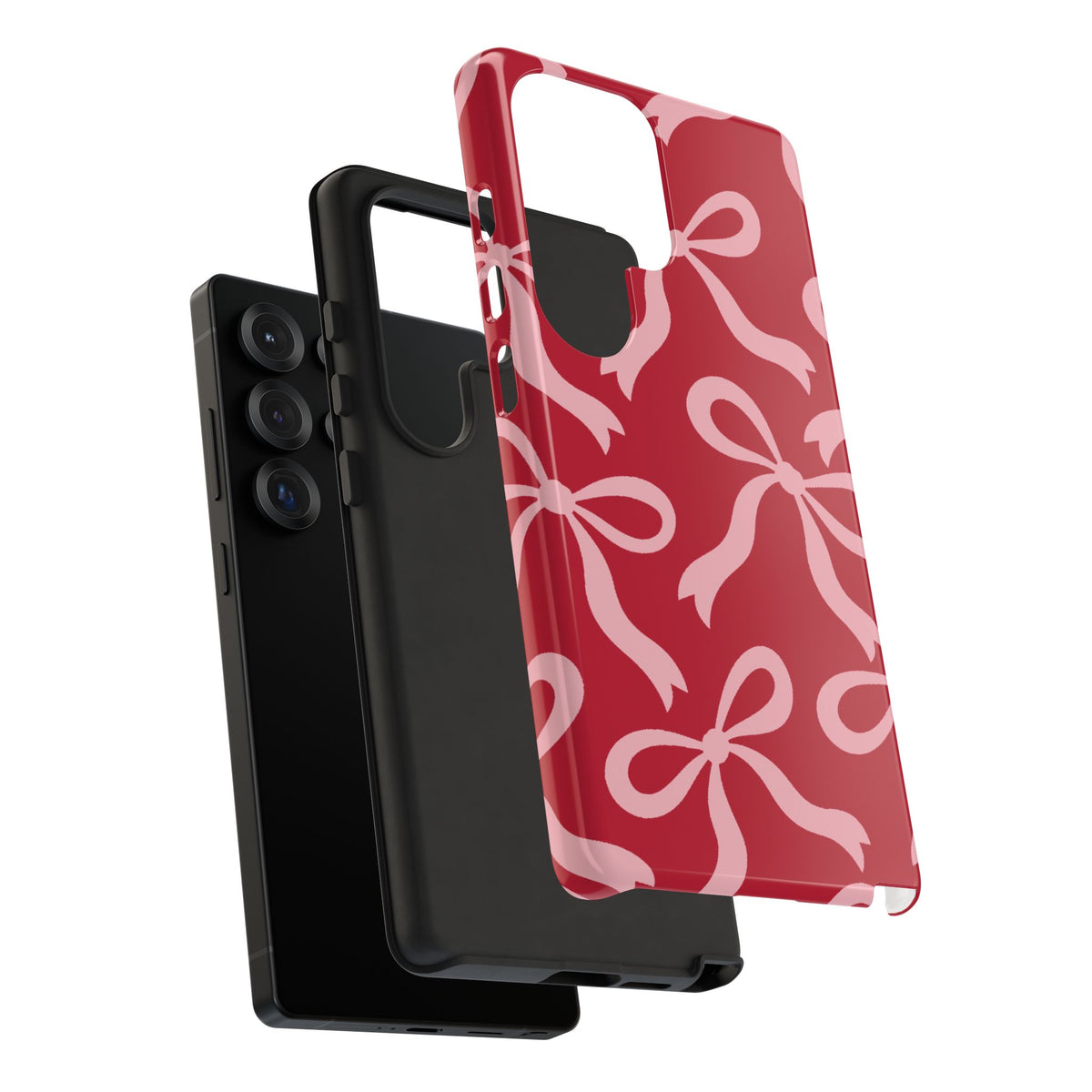 Bold Raspberry Red and Blush Pink Bow Pattern Phone Case - Red Phone Case