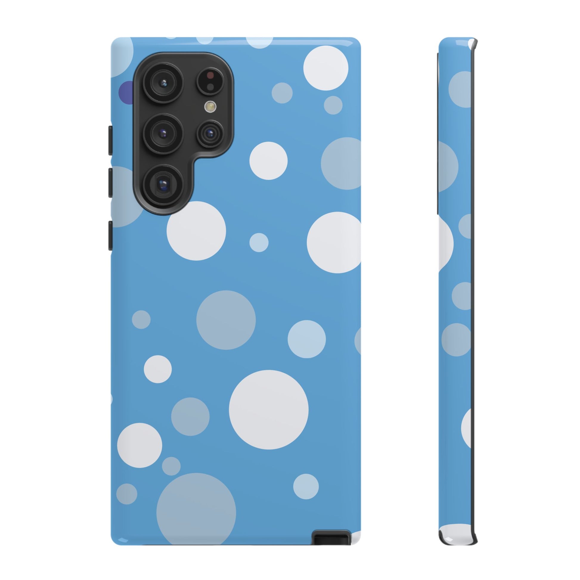 Samsung Galaxy S22 Ultra / Glossy Phone Case - ’Bold Blue with White Dot Pattern’ Phone Case
