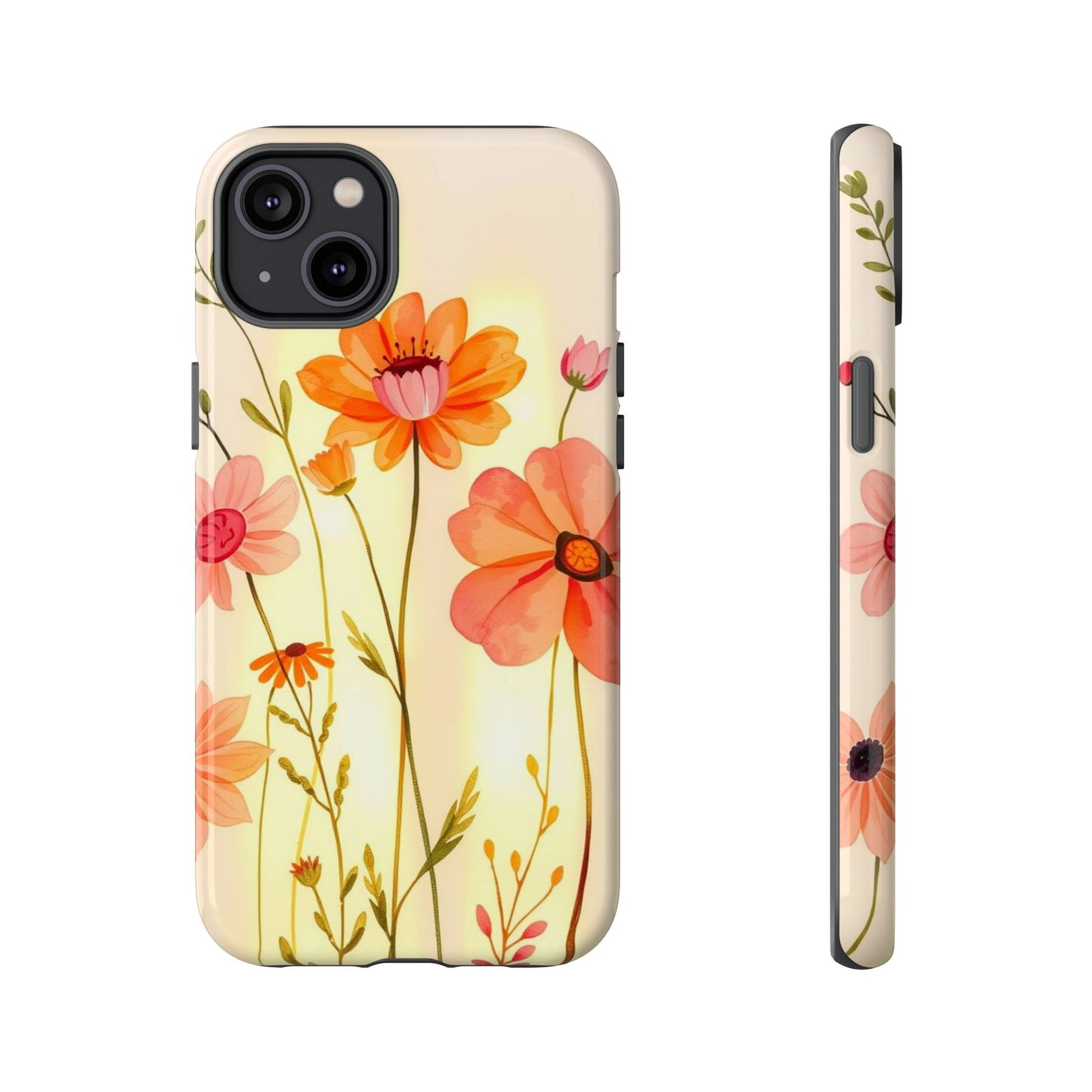 iPhone 14 Plus / Glossy Phone Case - Watercolour Bunch of Wildflowers Design Phone Case