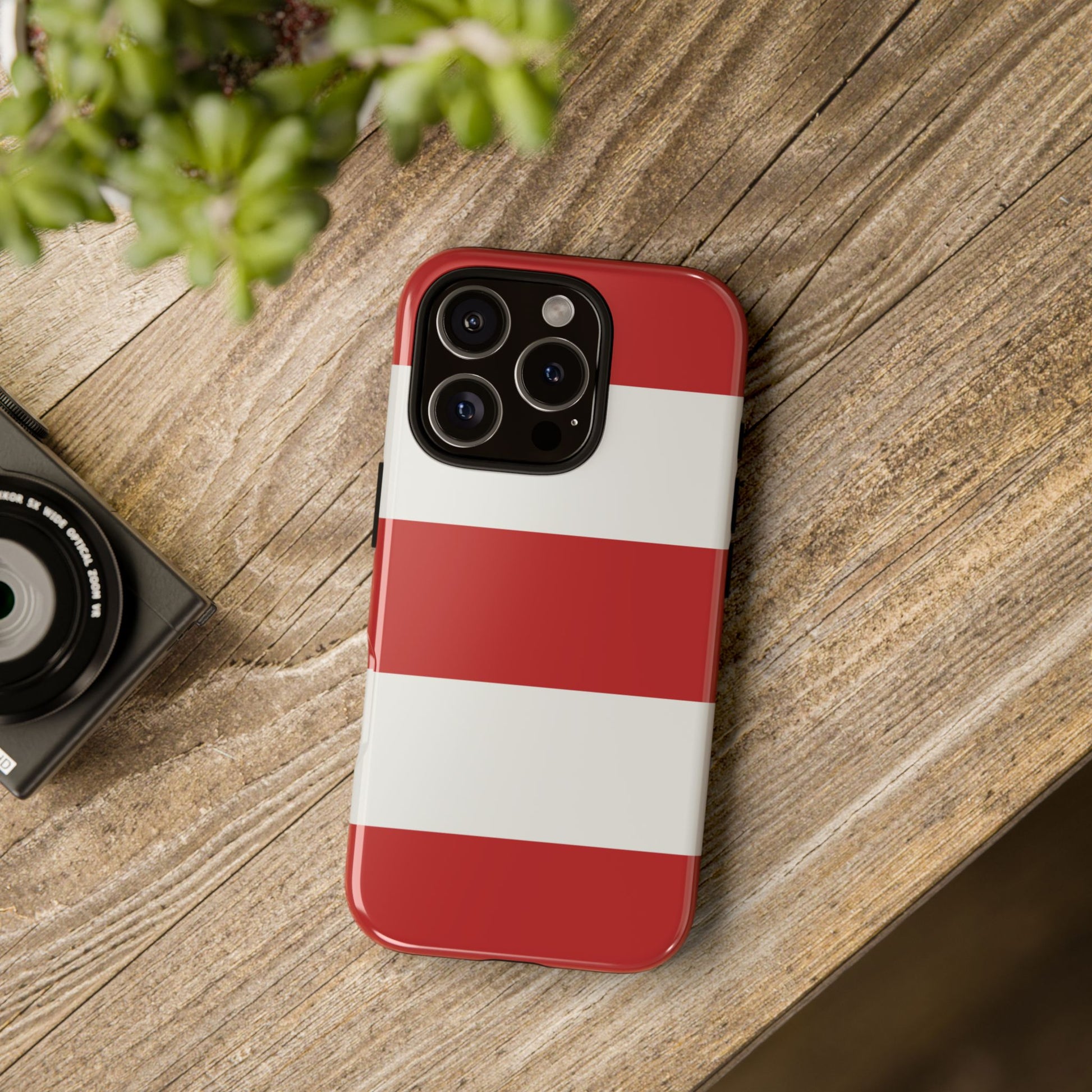 Phone Case - Red & White Horizontal Stripe Pattern Phone Case