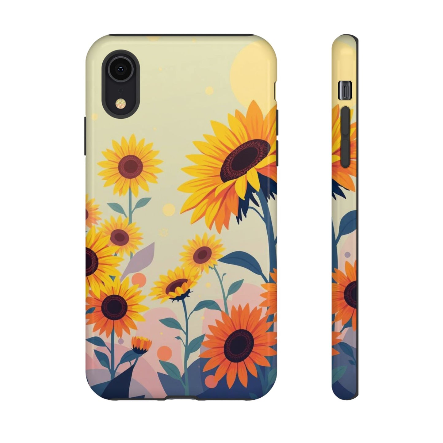 iPhone XR / Glossy Phone Case - Modern Flat Sunflower Design Phone Case