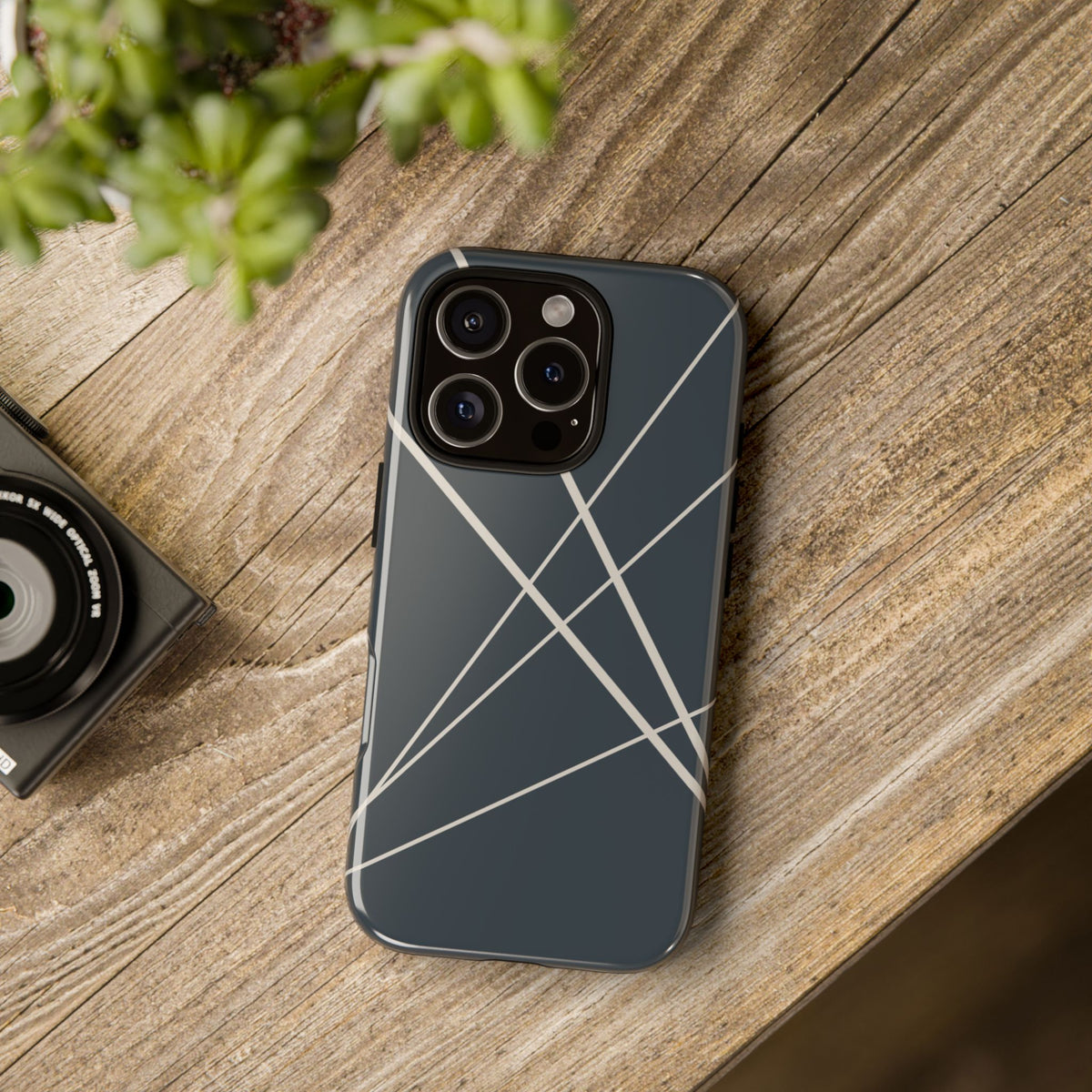 Abstract Blue with Beige Lines Phone Case - Blue Phone Case