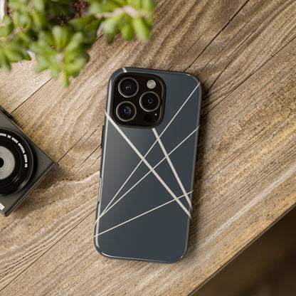 Abstract Blue with Beige Lines Phone Case - Blue Phone Case