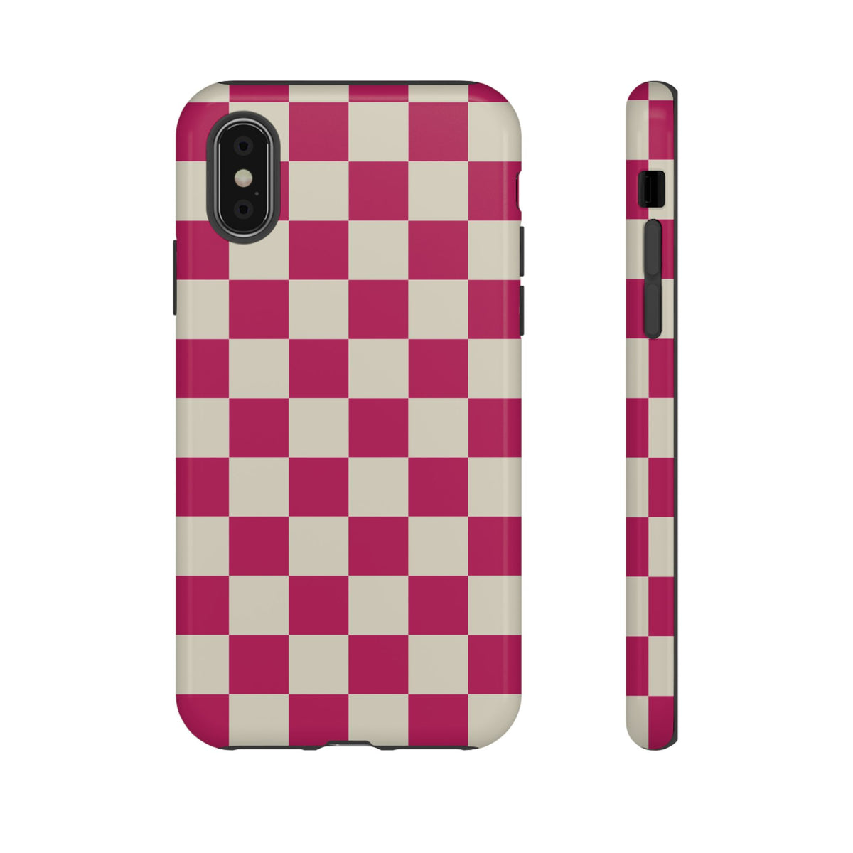 Pink & White Checked Pattern Phone Case - Pink Phone Case - iPhone X / Glossy