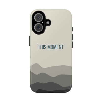iPhone 16 / Glossy Phone Case - Minimalist Cream Waves ’This Moment’ Statement Phone Case