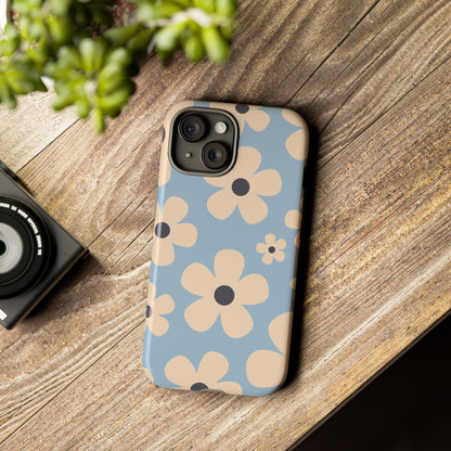 Cute Light Blue & Cream Daisy Pattern Phone Case - Blue Phone Case