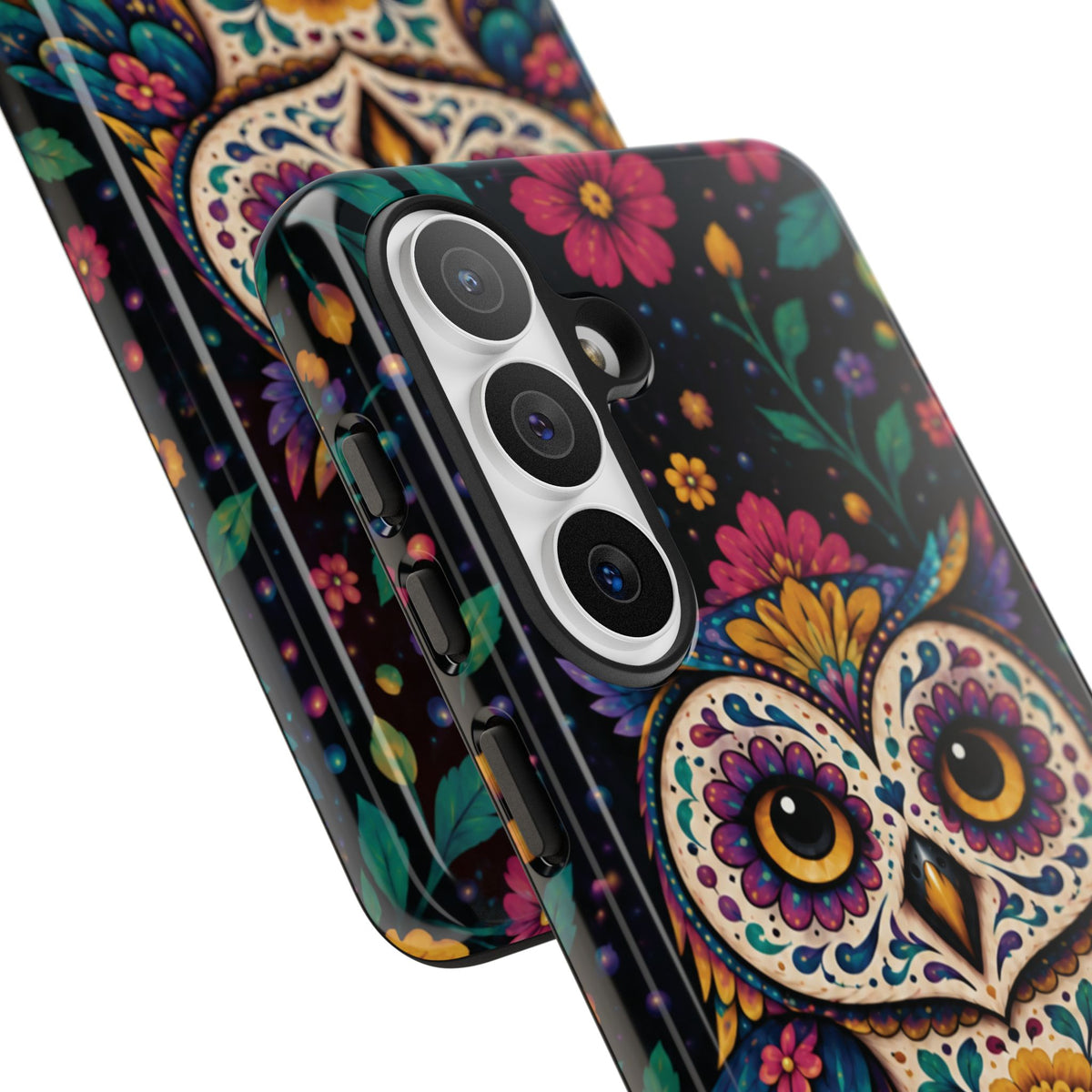 Vibrant Purple and Teal Calavera Owl Phone Case - Multicolor Phone Case