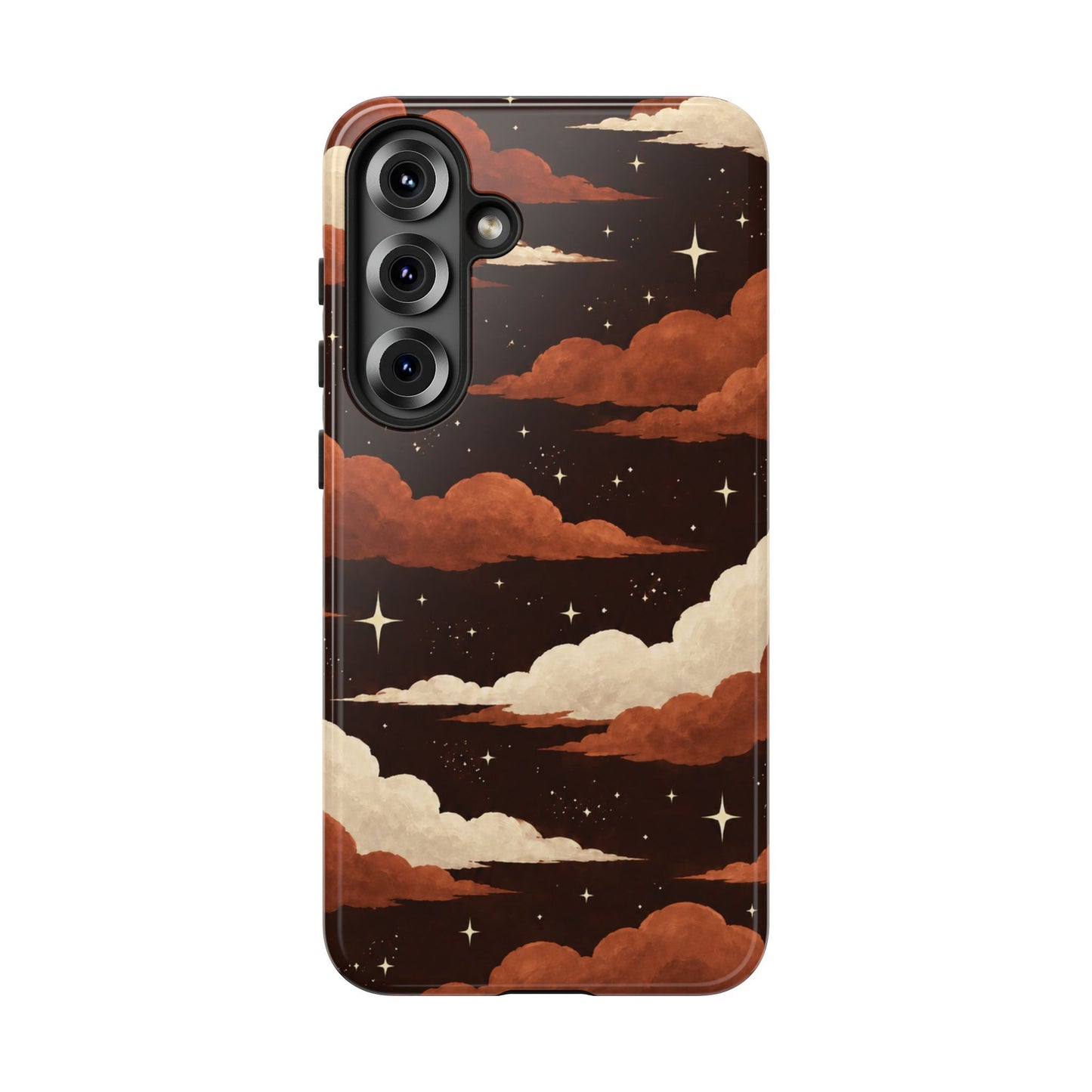 Illustrated Burnt Orange Clouds & Stars Phone Case
