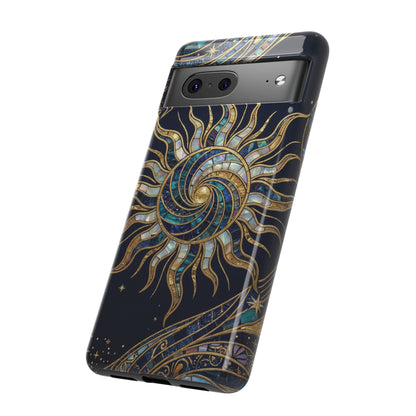 Elegant Navy & Gold Solar Spiral Phone Case