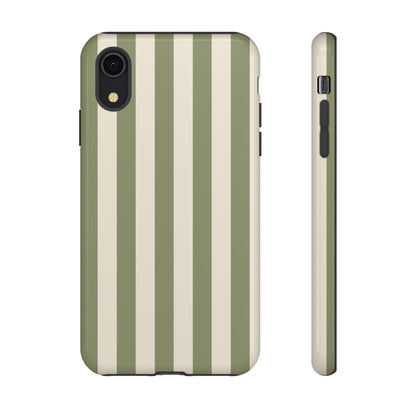 Olive & Beige Stripe Pattern Phone Case - Green Phone Case - iPhone XR / Glossy