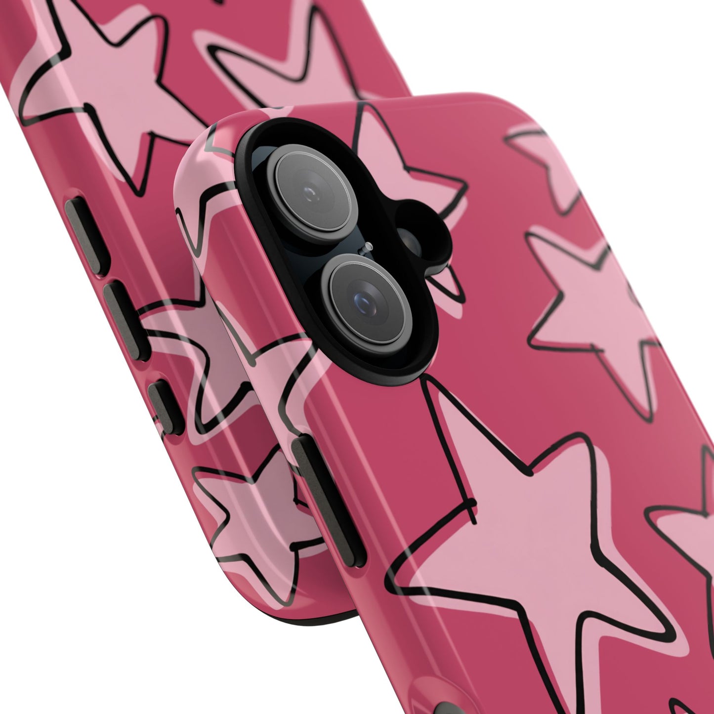 Raspberry Pink Doodle Star Phone Case