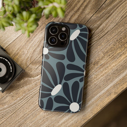 Retro Navy Blue & White Daisy Pattern Phone Case - Blue Phone Case
