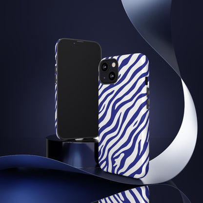 Stylish Electric Blue Zebra Print Phone Case