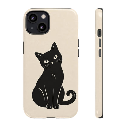 Minimalist Cream & Black Cat Phone Case