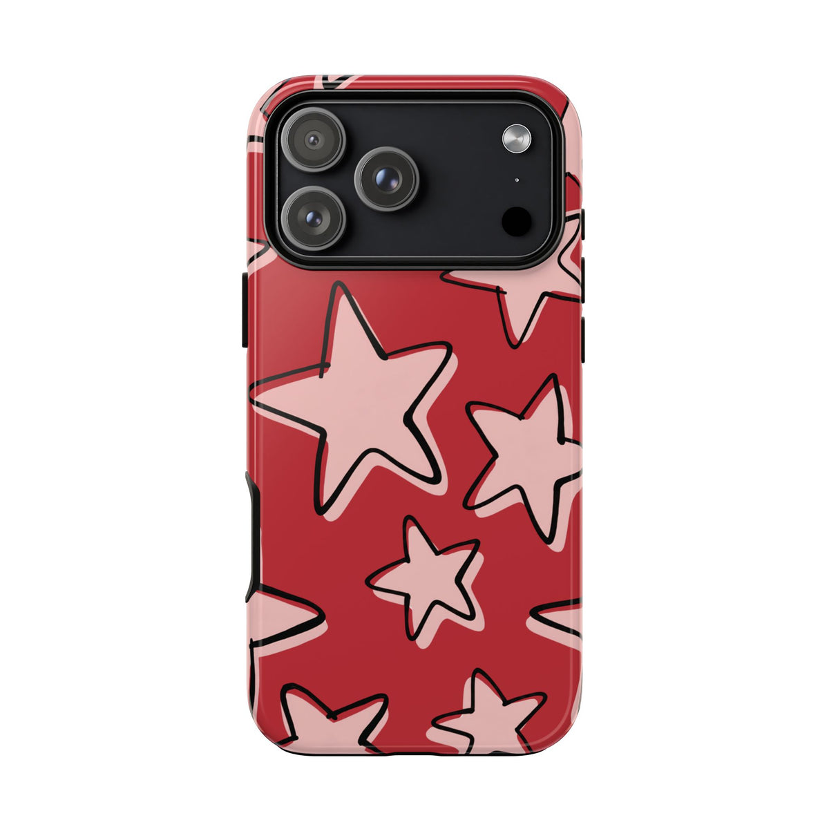 Cherry Red Doodle Star Phone Case - Red Phone Case - iPhone 18 Pro Max / Glossy