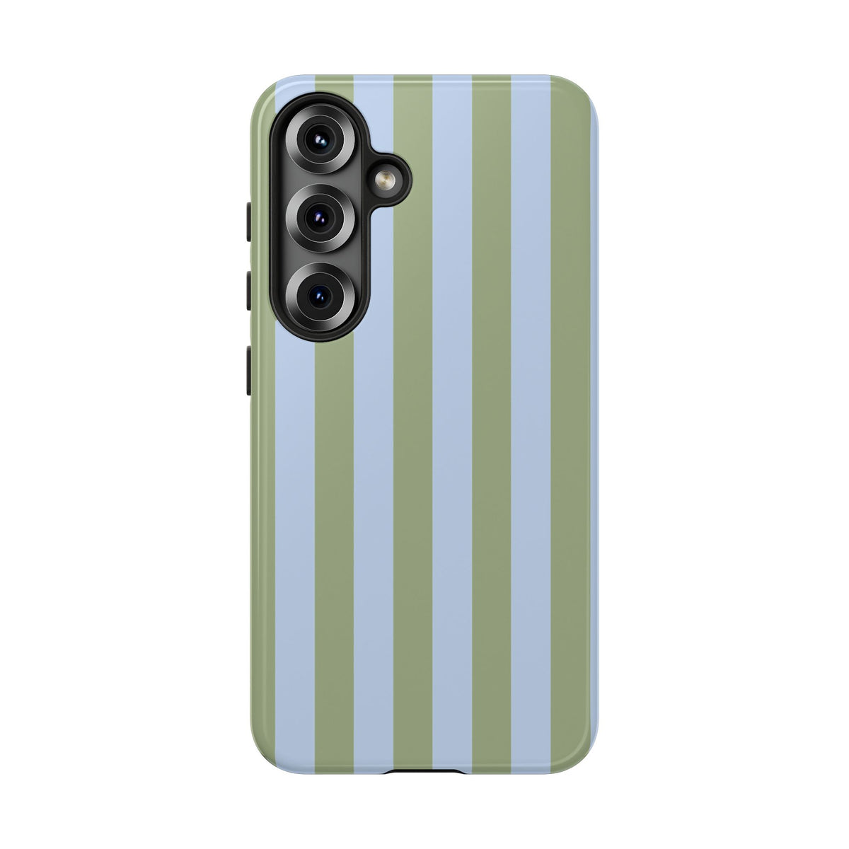 Trendy Ice Blue & Green Stripe Pattern Phone Case - Blue Phone Case - Samsung Galaxy S25 / Glossy