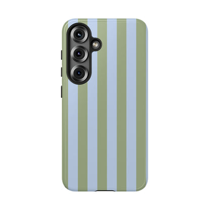 Trendy Ice Blue & Green Stripe Pattern Phone Case - Blue Phone Case - Samsung Galaxy S25 / Glossy