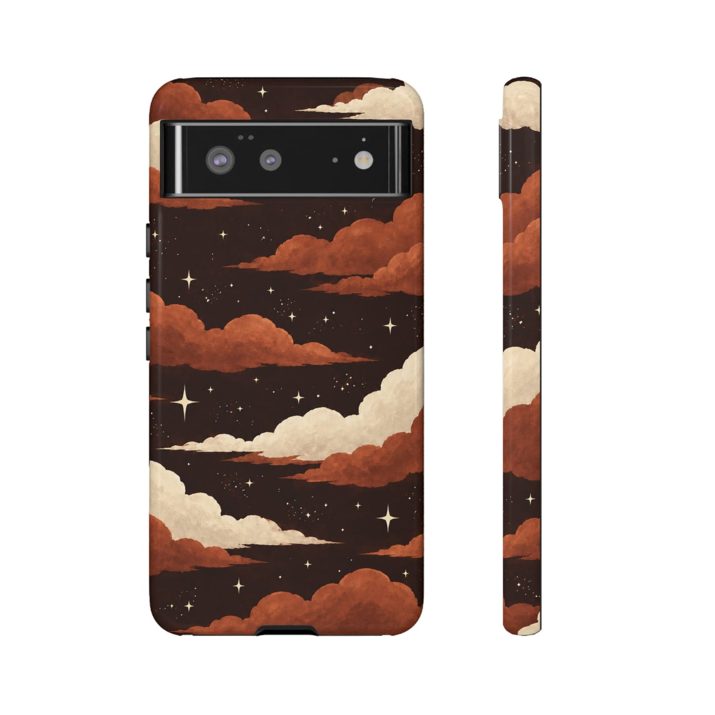 Illustrated Burnt Orange Clouds & Stars Phone Case