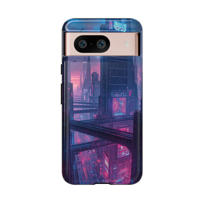 Neon Cyberpunk Megacity Sci-fi Phone Case - Blue Phone Case - Google Pixel 8 / Glossy
