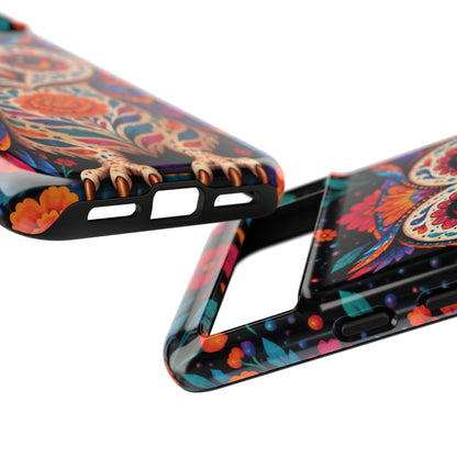 Vibrant Orange and Turquoise Calavera Owl Phone Case - Multicolor Phone Case