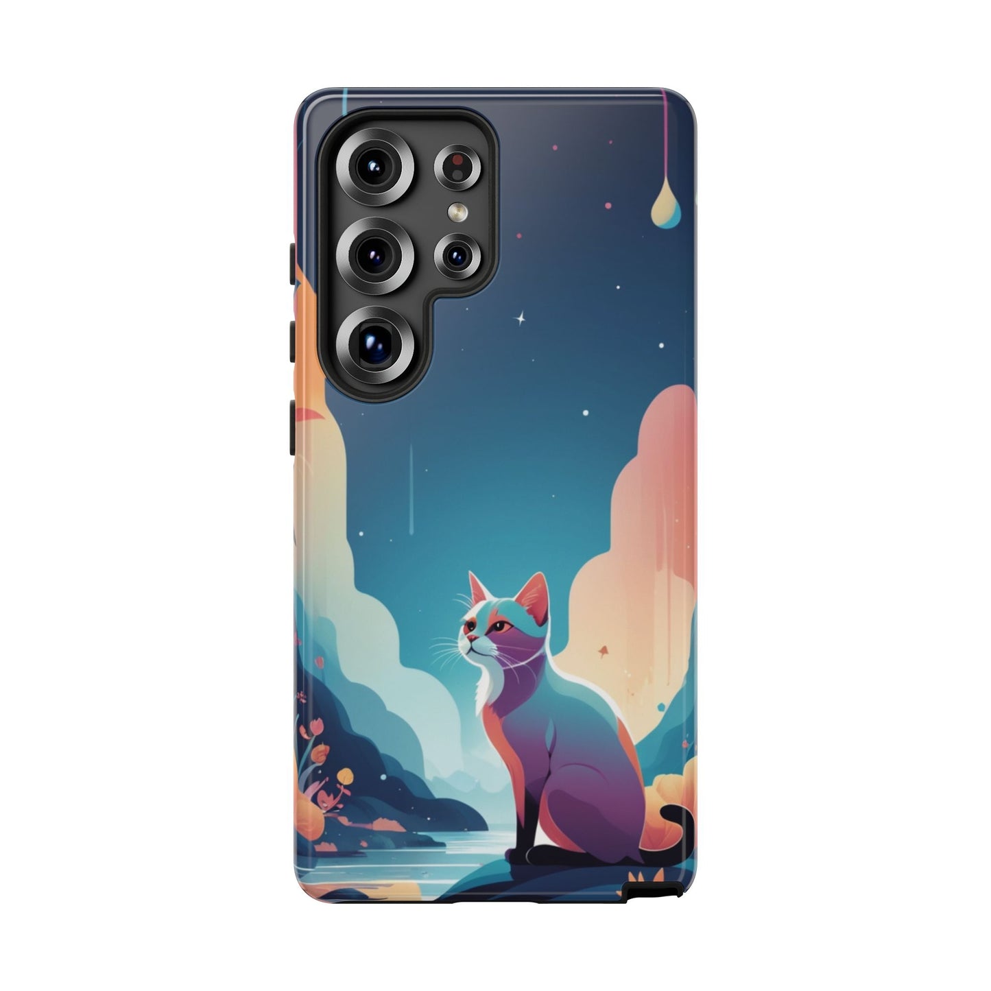 Samsung Galaxy S25 Ultra / Glossy Phone Case - Stylised Cat Design Phone Case