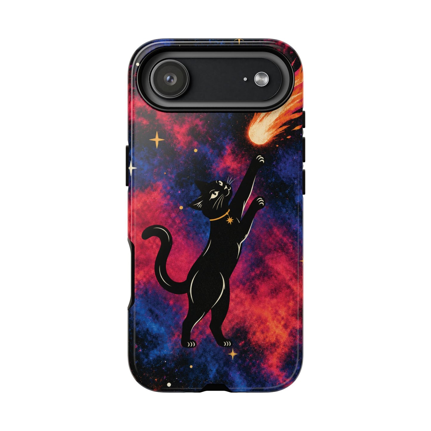 Whimsical Multicolour Celestial Black Cat Phone Case