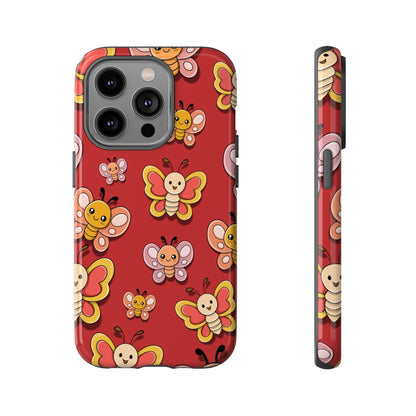 iPhone 14 Pro / Glossy Phone Case - Red Butterfly Sticker Design Phone Case