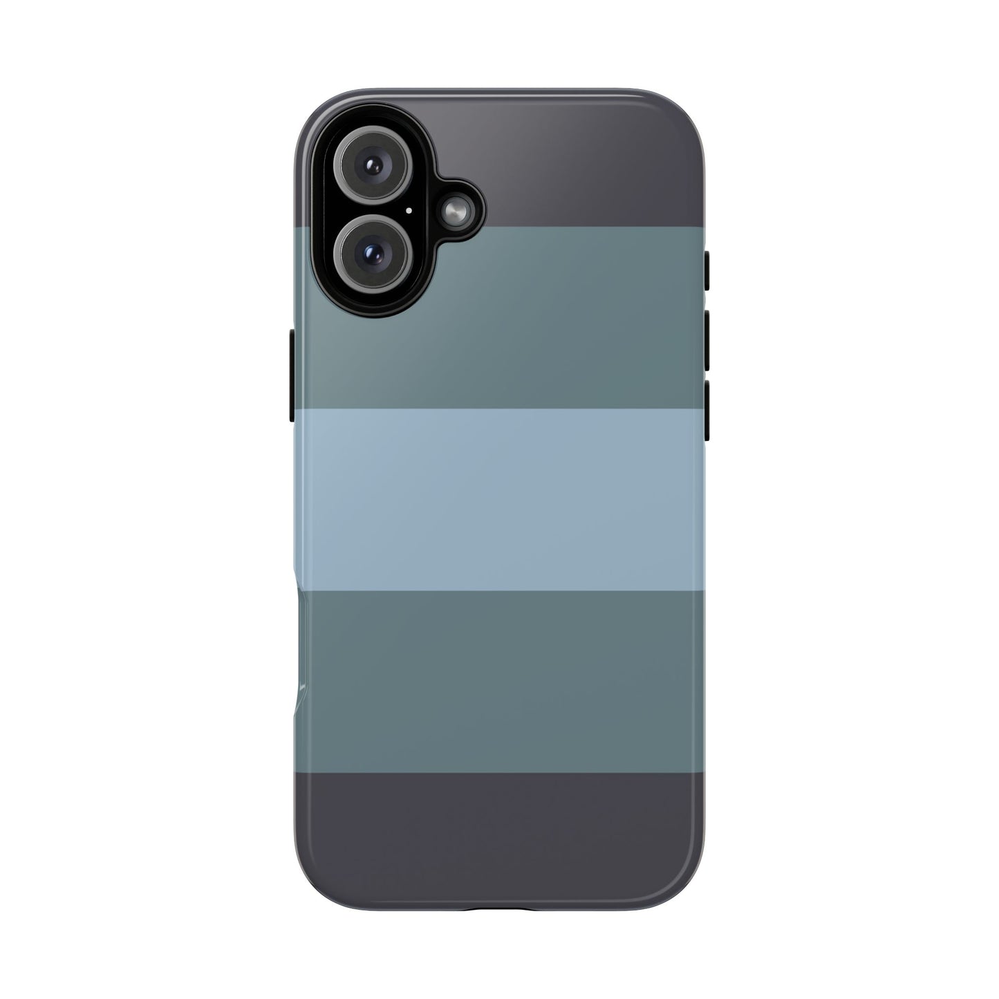 iPhone 16 Plus / Glossy Phone Case - Shades of Blue Horizontal Stripe Pattern Phone Case