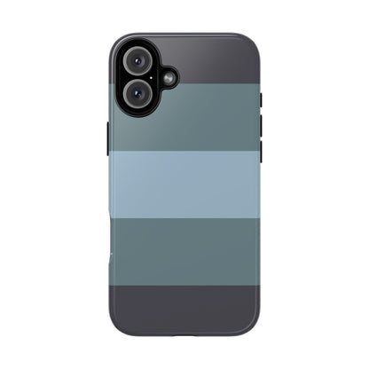 iPhone 16 Plus / Glossy Phone Case - Shades of Blue Horizontal Stripe Pattern Phone Case