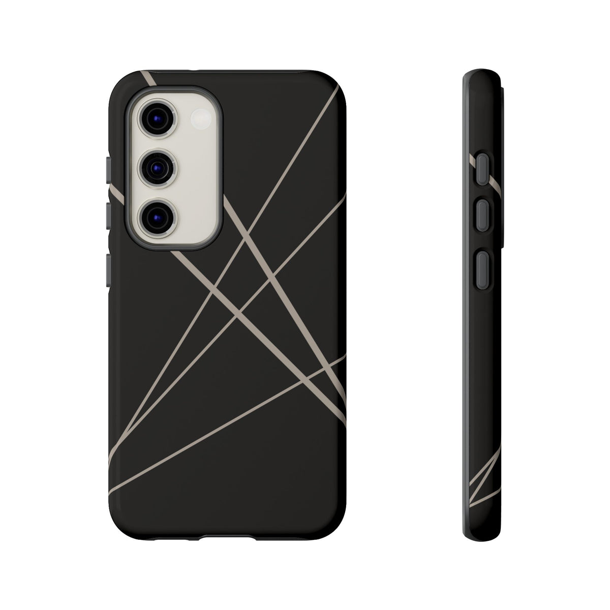Abstract Black with Grey Lines Phone Case - Black Phone Case - Samsung Galaxy S23 / Glossy