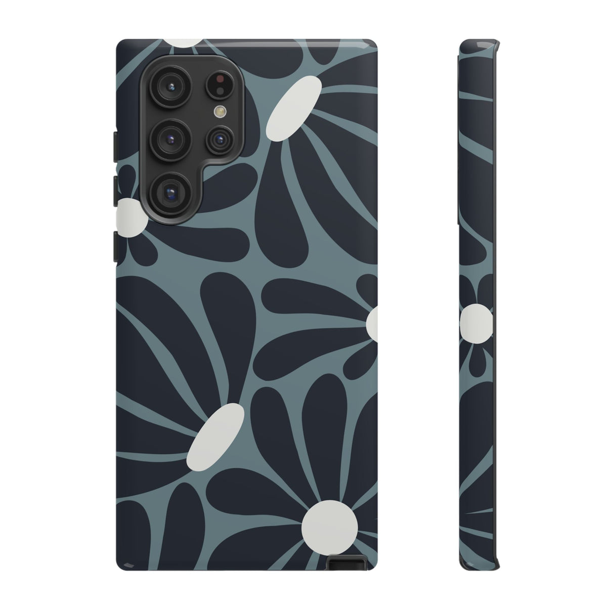 Retro Navy Blue & White Daisy Pattern Phone Case - Blue Phone Case - Samsung Galaxy S22 Ultra / Glossy