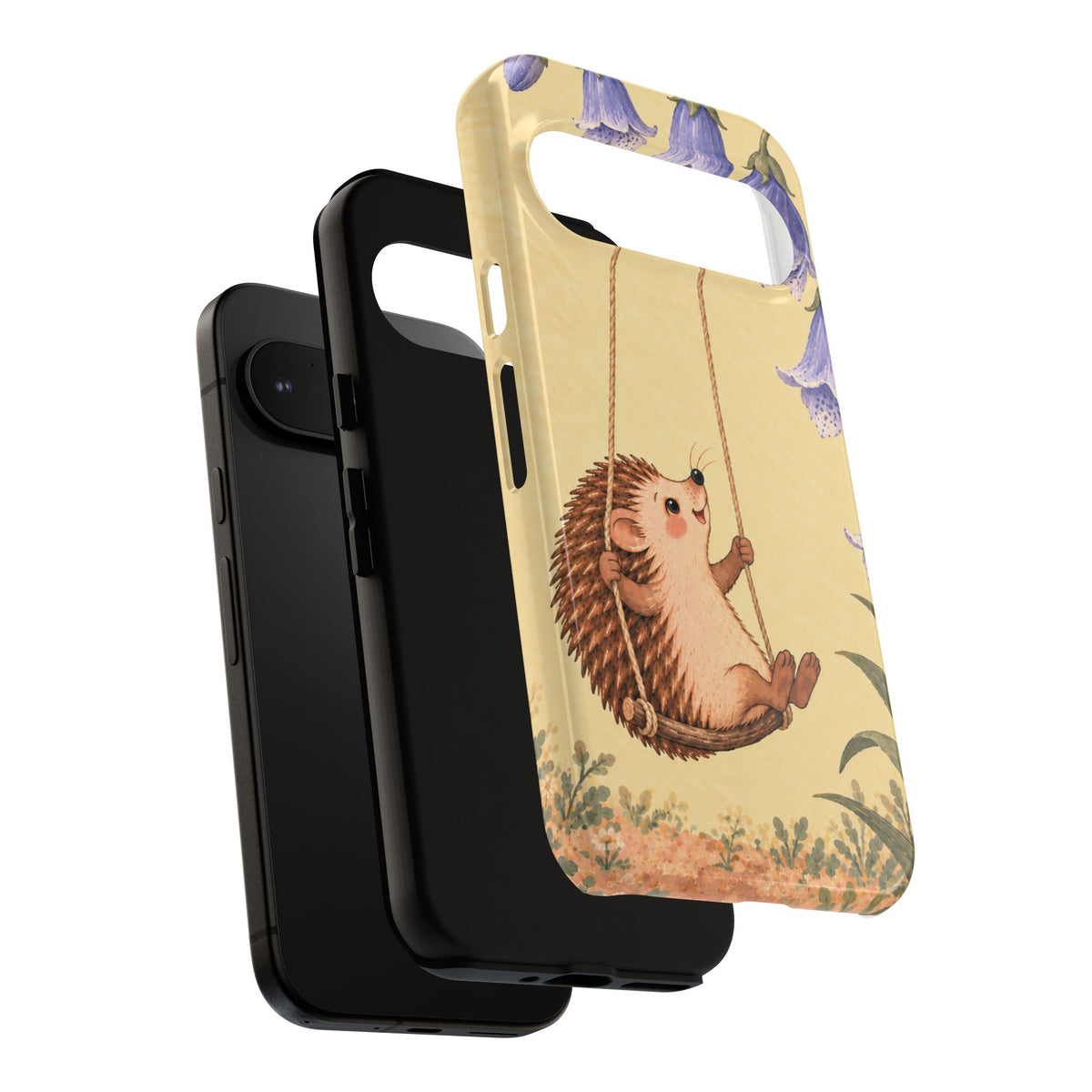 Whimsical Buttercream Hedgehog and Bluebell Phone Case - Yellow Phone Case