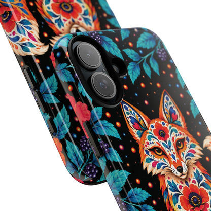 Vibrant Orange and Turquoise Calavera Fox Phone Case - Multicolor Phone Case