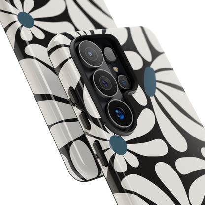 Retro Black Daisy Pattern Phone Case - Black Phone Case