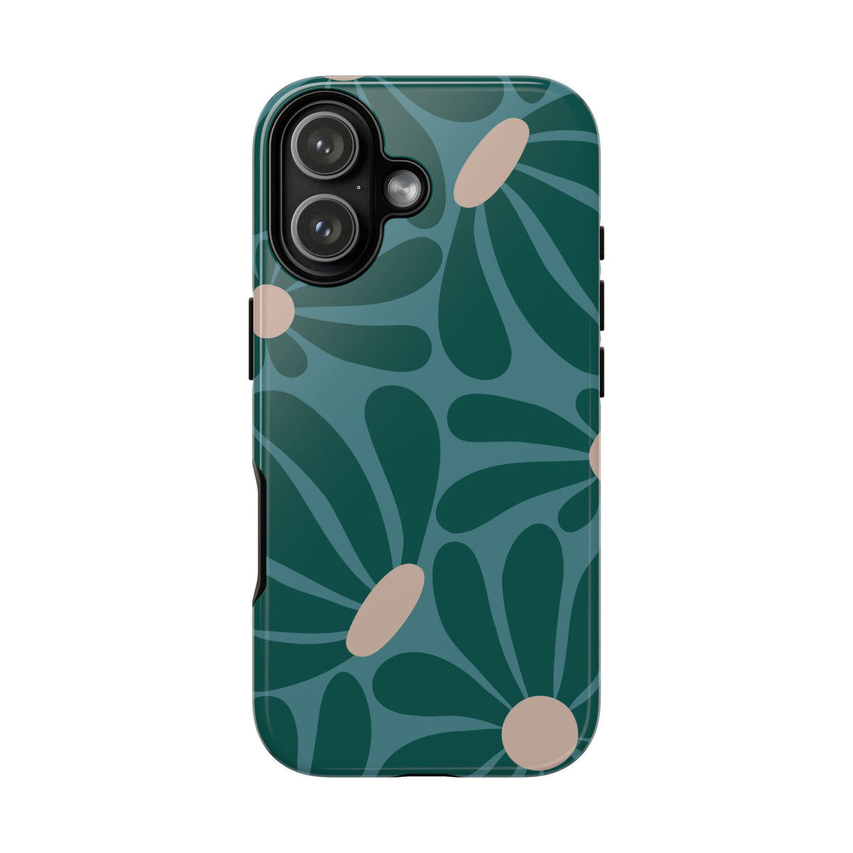 Retro Turquoise Daisy Pattern Phone Case - Green Phone Case - iPhone 17 / Glossy