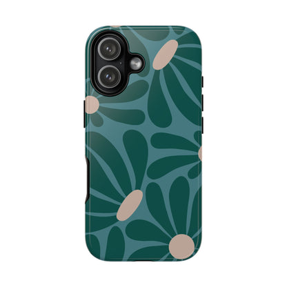Retro Turquoise Daisy Pattern Phone Case - Green Phone Case - iPhone 17 / Glossy