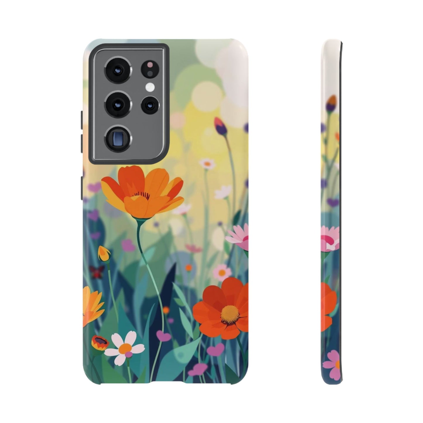 Samsung Galaxy S21 Ultra / Glossy Phone Case - Pop Art Style Wildflower Design Phone Case