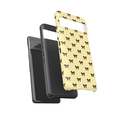 Retro Chocolate Brown Bow Pattern Phone Case