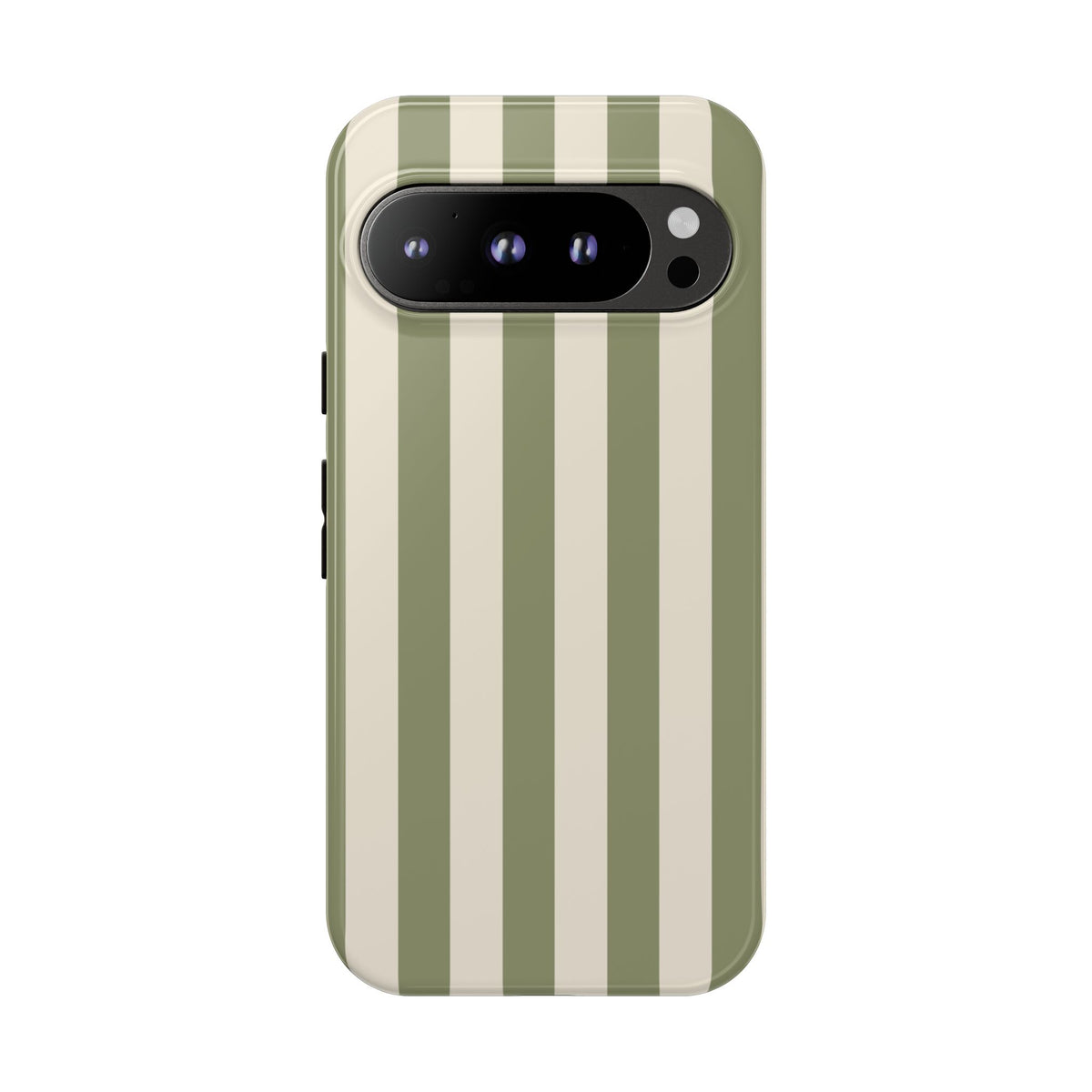 Olive & Beige Stripe Pattern Phone Case - Green Phone Case - Google Pixel 9 Pro / Glossy