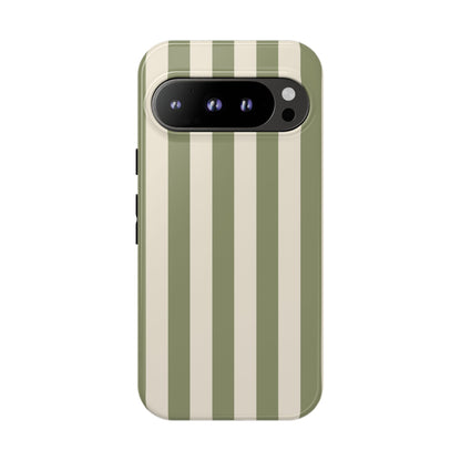 Olive & Beige Stripe Pattern Phone Case - Green Phone Case - Google Pixel 9 Pro / Glossy
