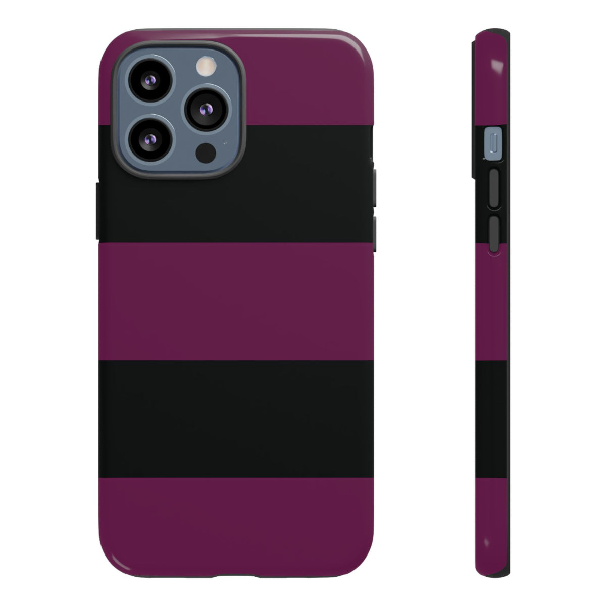 Purple & Black Horizontal Stripe Pattern Phone Case - Purple Phone Case - iPhone 13 Pro Max / Glossy