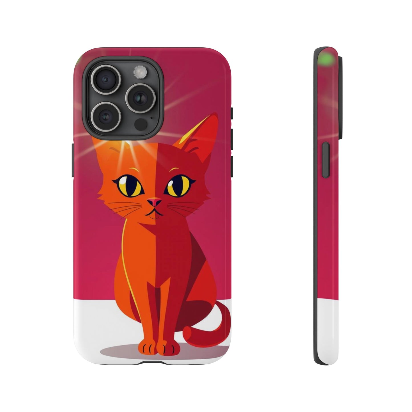 iPhone 15 Pro Max / Glossy Phone Case - Flashing Cat Design Phone Case