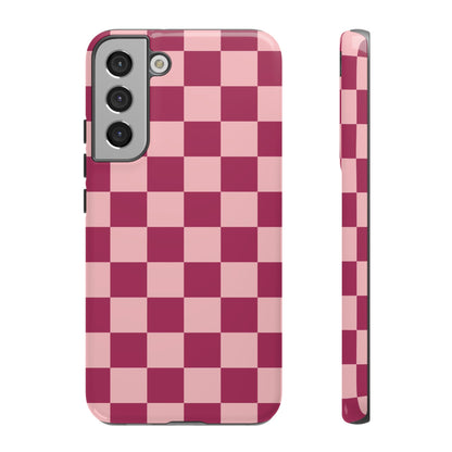 Pink Checked Pattern Phone Case - Pink Phone Case - Samsung Galaxy S22 Plus / Glossy