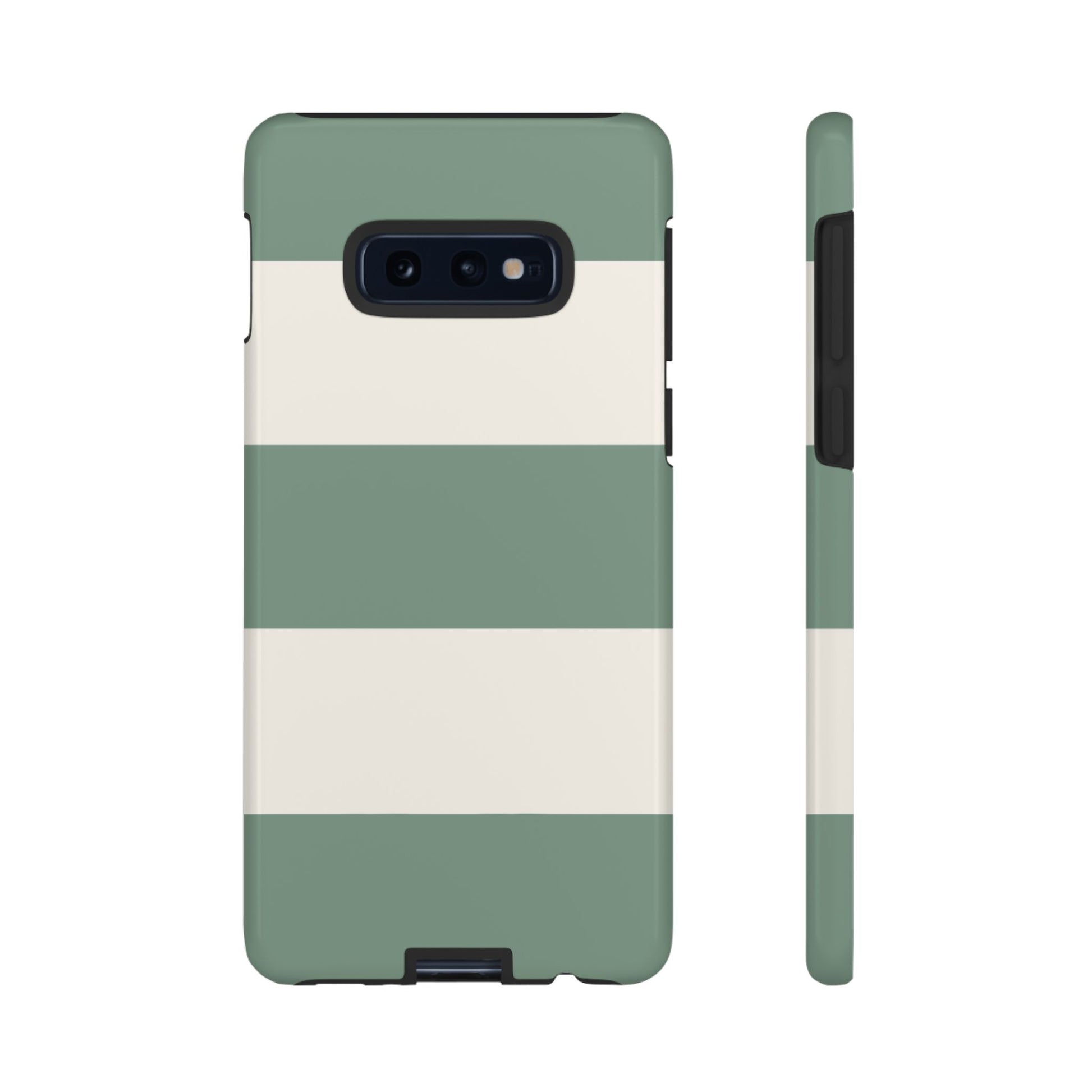 Phone Case - Green & White Horizontal Stripe Pattern Phone Case